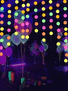 1set Dot Shaped Random Glow-in-the-dark Hanging Garland, Colorful Paper Hanging Decoration For Party Decor