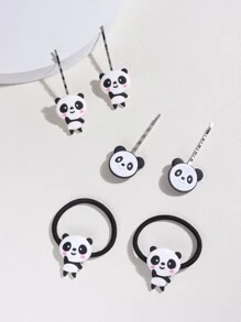 6 piezas Accesorio de pelo con diseño de panda - Blanco - Ver 1