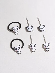 6 piezas Accesorio de pelo con diseño de panda - Blanco - Ver 2