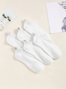 6pairs Bear Print Ankle Socks - White - View 2