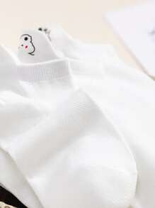 6pairs Bear Print Ankle Socks - White - View 3