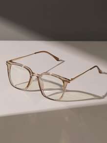 Square Frame Women's Fashionable Design Glasses - Champagne - View 1