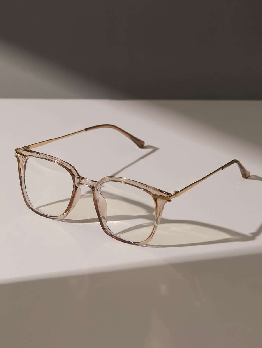 Square Frame Women's Fashionable Design Glasses - Champagne - View 1