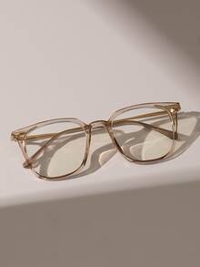 Square Frame Women's Fashionable Design Glasses - Champagne - View 2