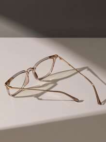 Square Frame Women's Fashionable Design Glasses - Champagne - View 3