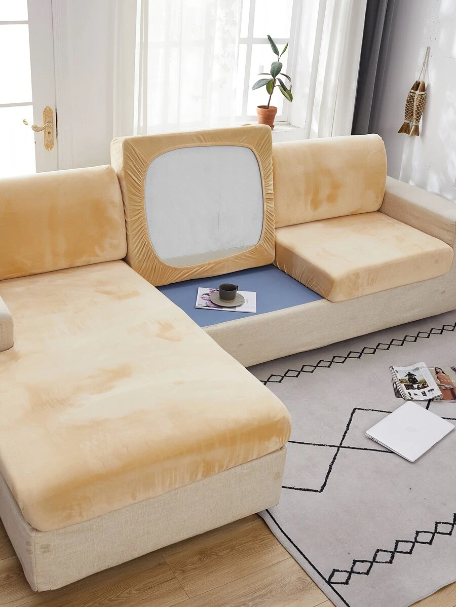 1入組素色沙發坐墊護套 - 米色 - 查看 1