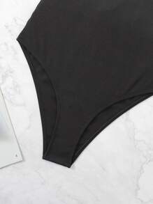 Swim Vcay Summer Beach Ribbed Knit Tie Backless One Piece Swimsuit - Black - View 6