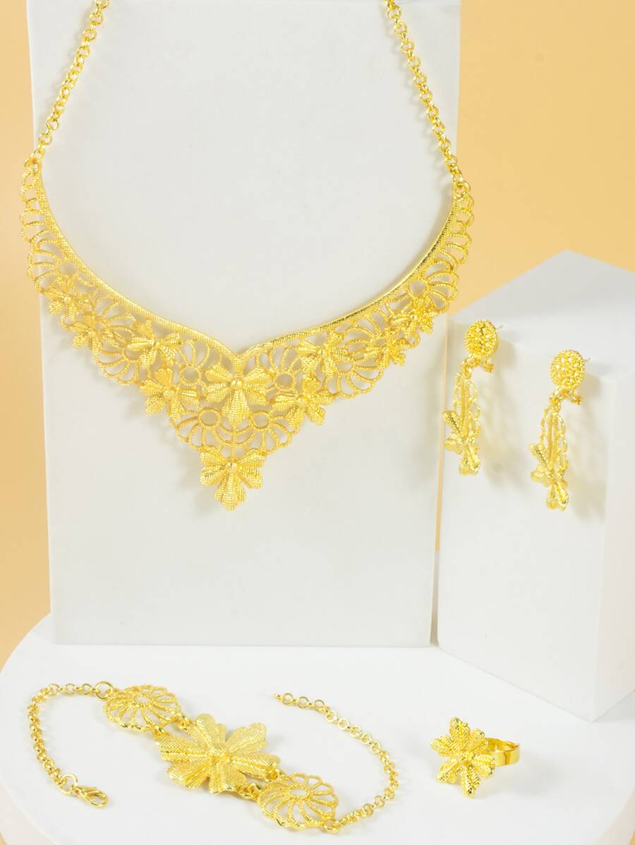 Bộ trang sức trang trí hoa 5 cái - Vàng - Xem 1