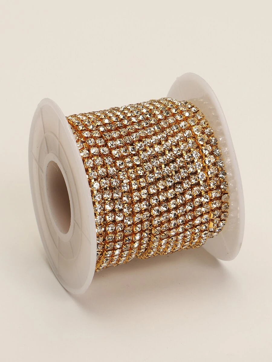 1卷450cm水鑽裝飾鏈條DIY首飾配件 - 金黃色 - 查看 1