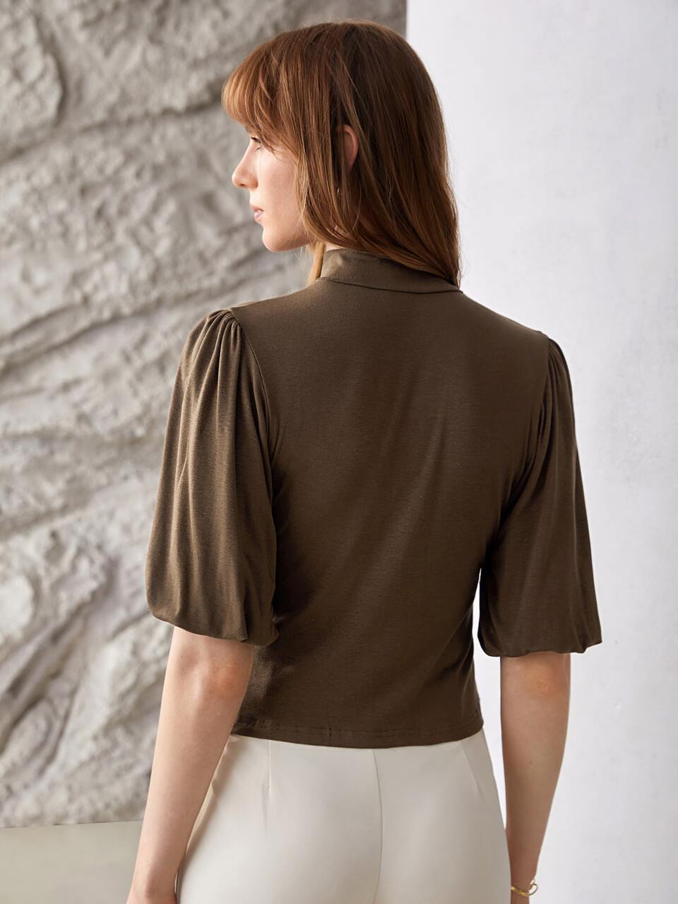 VISCOSE BALLOON SLEEVE TOP