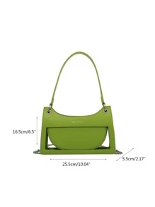 Letter Graphic Chain Bag - Green - View 3