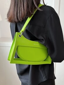 Letter Graphic Chain Bag - Green - View 6