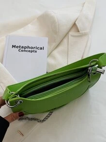 Letter Graphic Chain Bag - Green - View 5