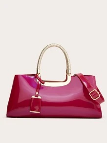 zijinling Patent Leather Handbag - Hot Pink - View 1