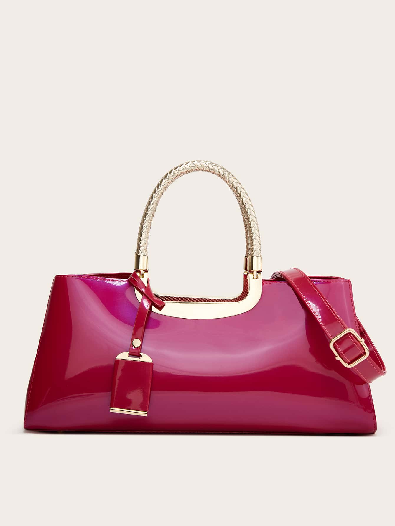 zijinling Patent Leather Handbag - Hot Pink - View 1