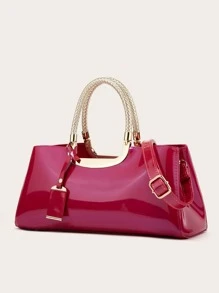 zijinling Patent Leather Handbag - Hot Pink - View 3