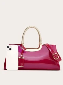 zijinling Patent Leather Handbag - Hot Pink - View 4