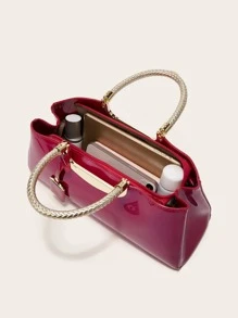 zijinling Patent Leather Handbag - Hot Pink - View 5