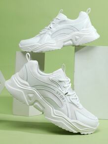 男士時尚休閒厚底厚手跑鞋，戶外舒適、透氣、防滑和耐磨 - 白色 - 查看 6