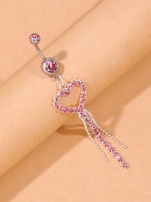 水鑽愛心裝飾臍環中性時尚朋克身體穿刺首飾