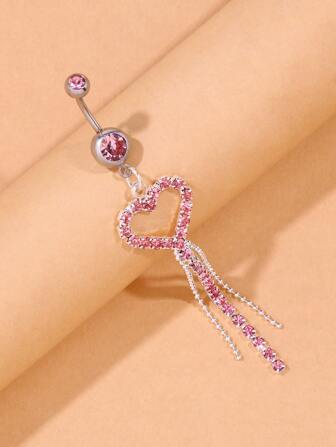 水鑽愛心裝飾臍環中性時尚朋克身體穿刺首飾