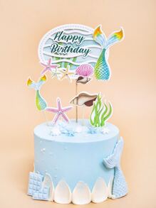 5pcs Ocean Themed Cake Topper Decoration - Multicolor - View 1