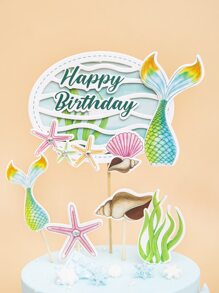 5pcs Ocean Themed Cake Topper Decoration - Multicolor - View 4