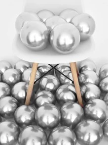 Bộ 50 Bóng Cao Su Kim Loại 5Inch, Bóng Trang Trí Lễ Kỷ Niệm Bữa Tiệc Màu Xám Đơn Giản - Bạc - Xem 1