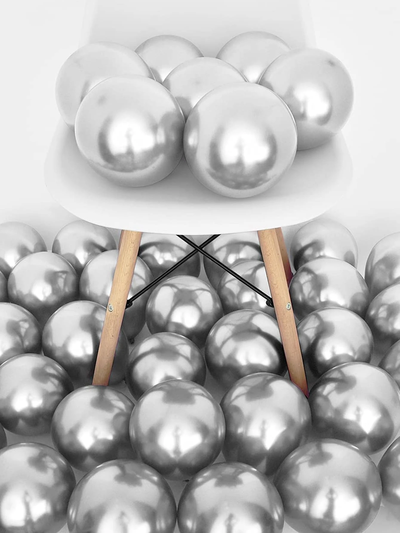 Bộ 50 Bóng Cao Su Kim Loại 5Inch, Bóng Trang Trí Lễ Kỷ Niệm Bữa Tiệc Màu Xám Đơn Giản - Bạc - Xem 1