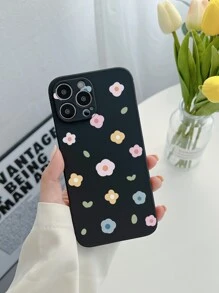 Coque de téléphone portable à motif fleur - Noir - Voir 2
