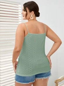SHEIN LUNE 大碼褶邊網眼刺繡吊帶上衣 - 薄荷綠 - 查看 2
