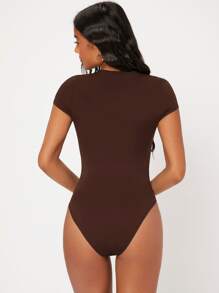 SHEIN BASICS 1pc Solid Slim Fit Bodysuit