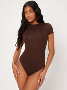 SHEIN BASICS 1pc Solid Slim Fit Bodysuit