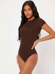 SHEIN BASICS 1pc Solid Slim Fit Bodysuit