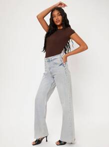 SHEIN BASICS 1pc Solid Slim Fit Bodysuit