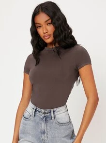 SHEIN BASICS Camiseta unicolor forma ajustada