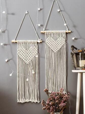 1入組愛心細節編織壁掛