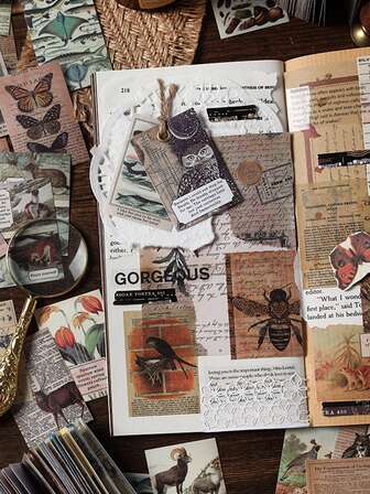 infee/ME 50 pièces Autocollant vintage plante à motif animal aléatoire