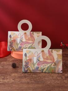 2入組花朵圖案便攜式禮品盒派對糖果盒 - 彩色 - 查看 1