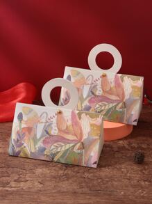 2入組花朵圖案便攜式禮品盒派對糖果盒 - 彩色 - 查看 4