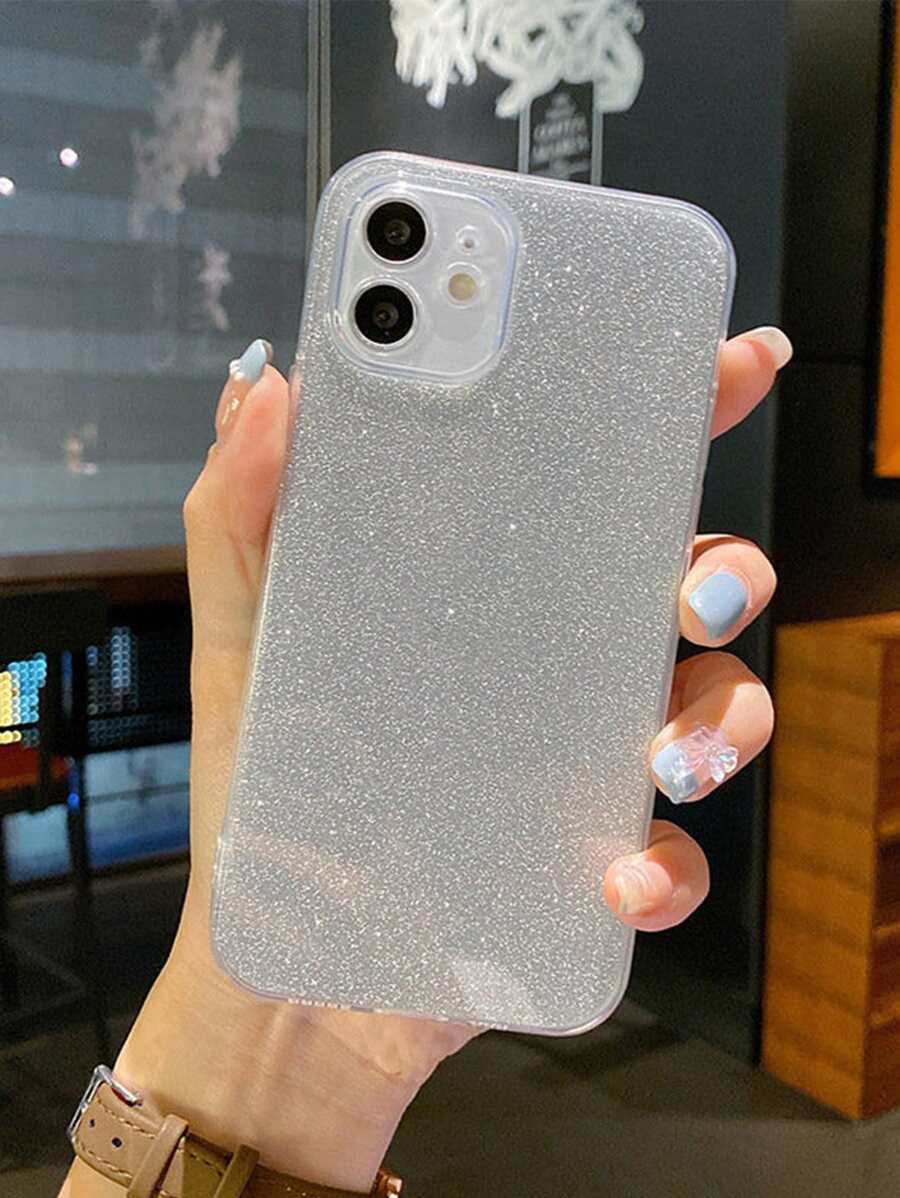 Funda de celular transparente con brillante papel - Plateado - Ver 1