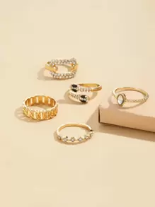 5 cái/bộ Vòng trang trí rắn rhinestone - Vàng - Xem 3