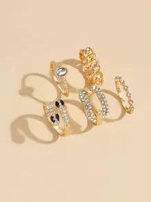 5 cái/bộ Vòng trang trí rắn rhinestone - Vàng - Xem 2