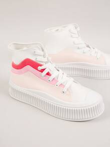High Top Chunky Platform Sneakers - Pink - View 2