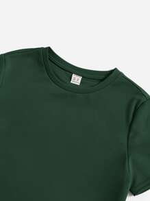 SHEIN Boys Slogan Graphic Tee & Joggers Set - Dark Green - View 3