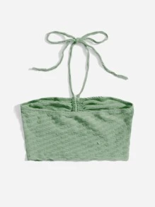 Soleia 抽繩前鏤空繞頸短上衣 - 薄荷綠 - 查看 2