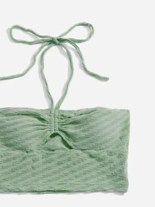 Soleia 抽繩前鏤空繞頸短上衣 - 薄荷綠 - 查看 3