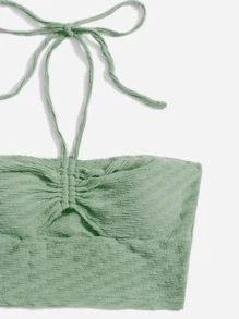 Soleia 抽繩前鏤空繞頸短上衣 - 薄荷綠 - 查看 5