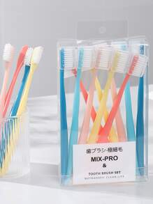 10pcs Minimalist Toothbrush Set Home Bathroom Decor Fall Decor Back To School - Multicolor - View 1