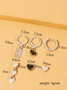 6 cái Hoa tai trang trí trái tim - Bạc - Xem 6